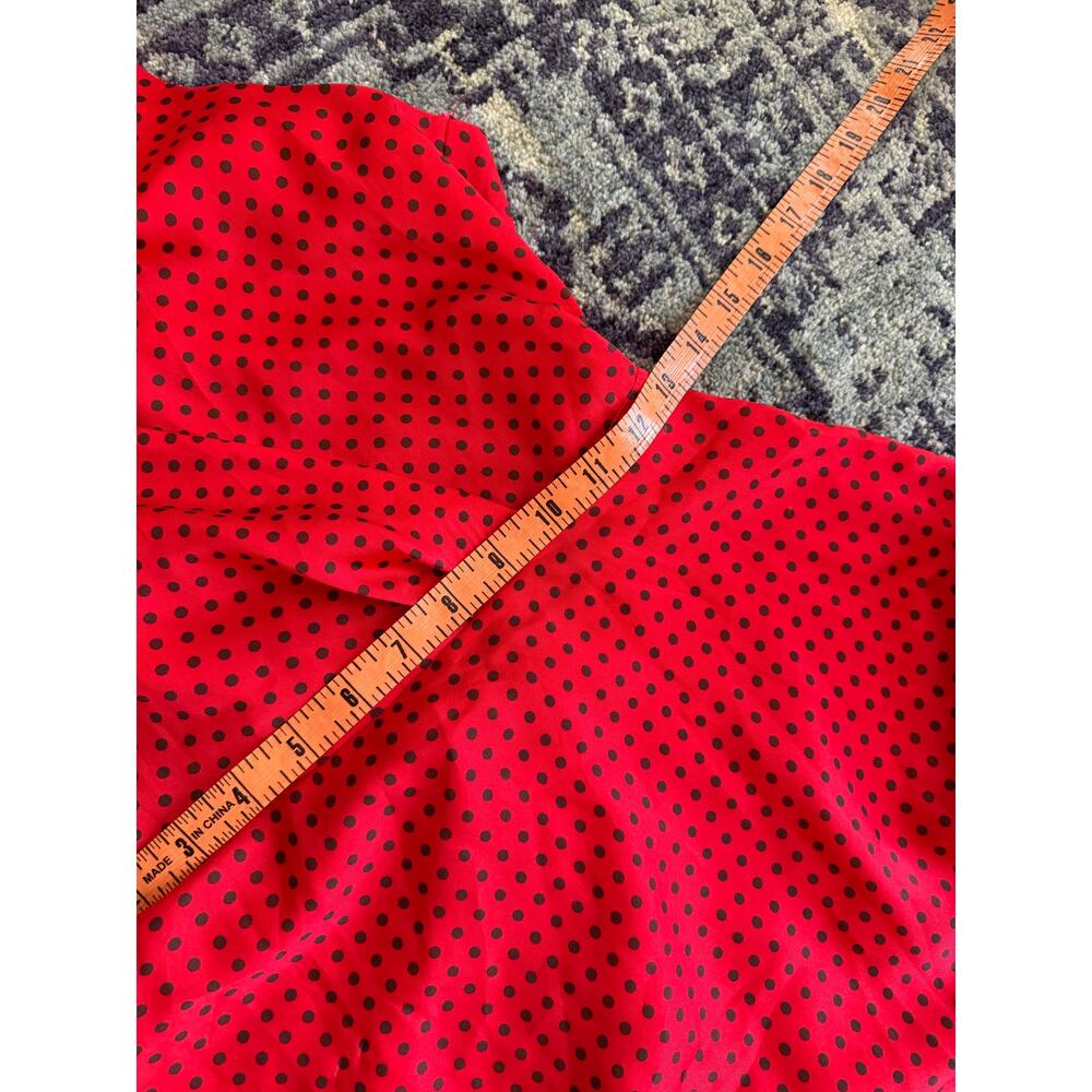ZARA Polka Dot Red Open Crossover Back Mini Cocktail Satin Dress Preppy Summer - Picture 15 of 16